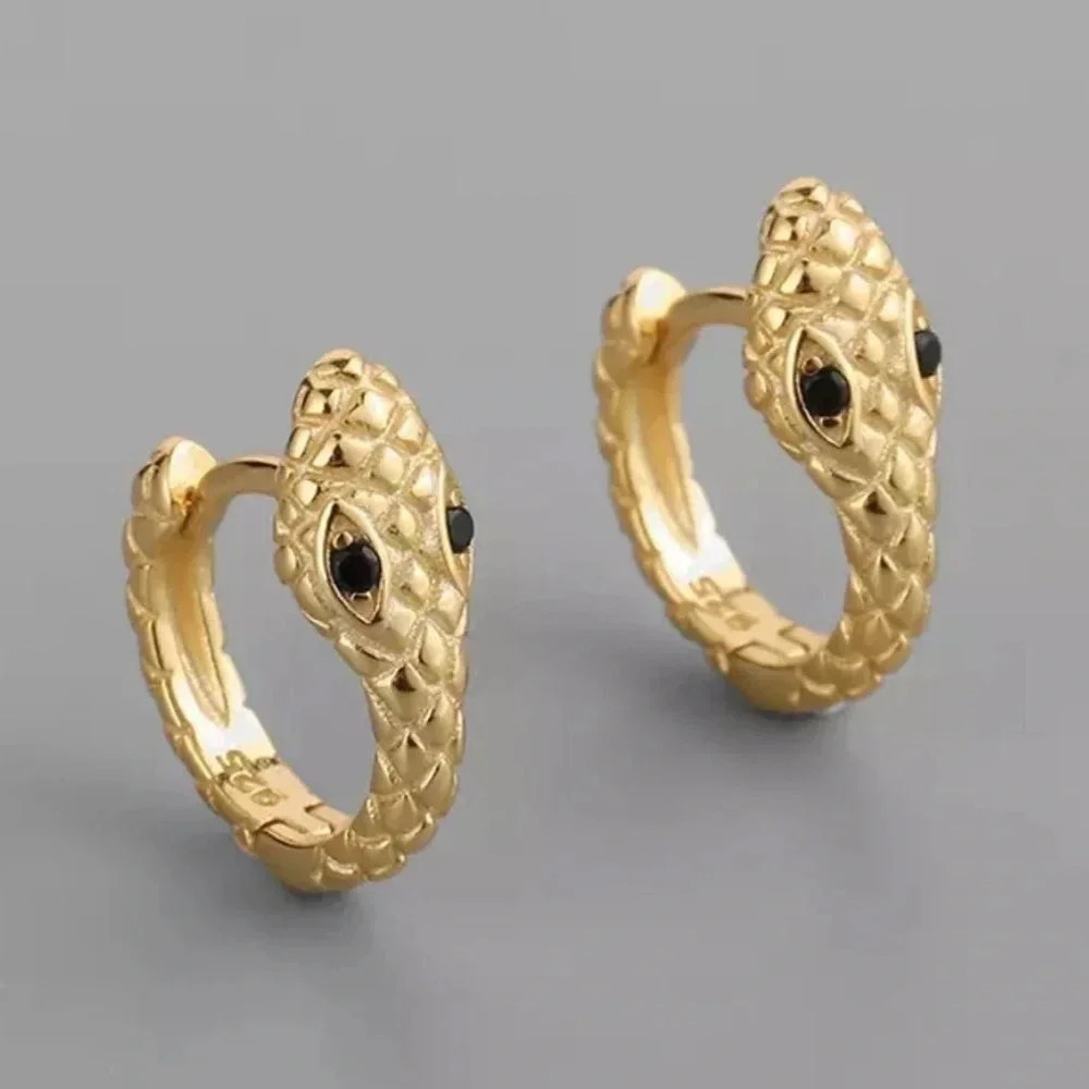 New Drop Gold Snake Huggie Hoop Earrings Brand New 27$